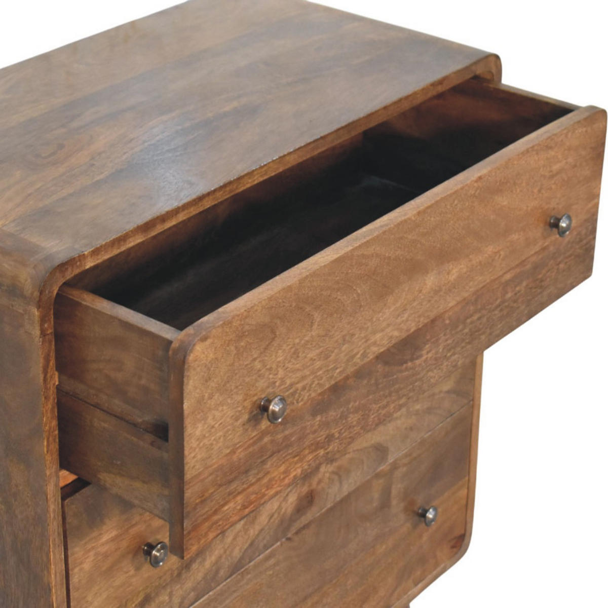 KOMMODE Abgerundete Kante, 3 Schubladen - Dunkelbraun/Messingfarben, Holz/Metall (70/80/35cm) - Artisan Furniture