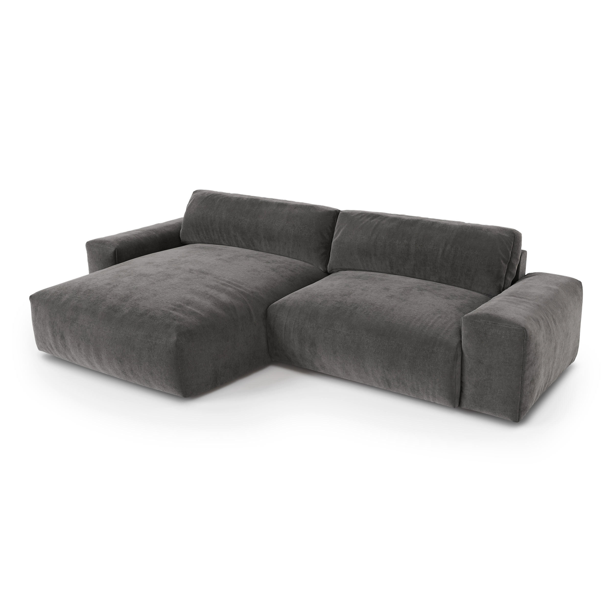 ECKSOFA LINKS Samt Graphitgrau 310cm - Graphitfarben/Grau, Textil (174/310cm) - Sia Home