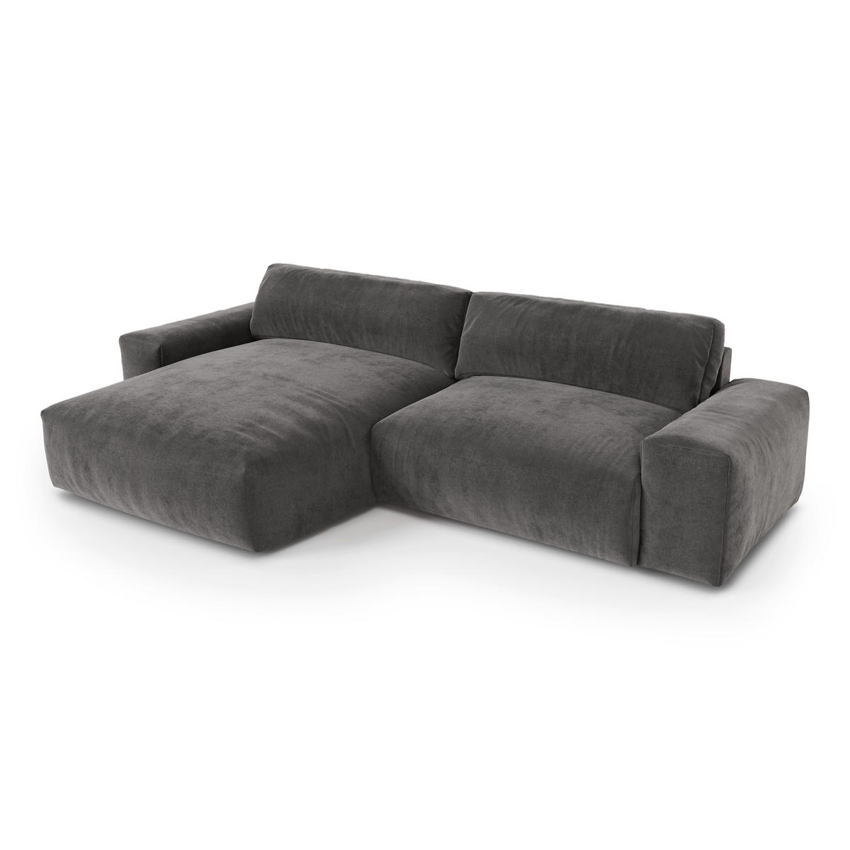 ECKSOFA LINKS Samt Graphitgrau 310cm - Graphitfarben/Grau, Textil (174/310cm) - Sia Home