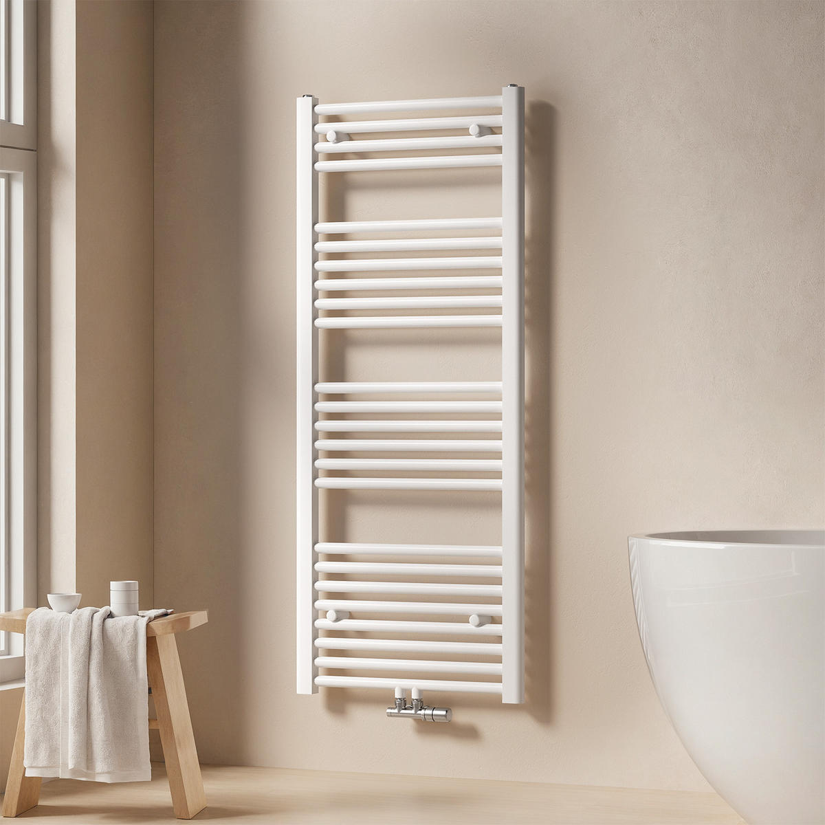HEIZKÖRPER Handtuchheizkörper wasserführend 120/50/3 cm - Weiß, Metall (50/120/3cm) - EMKE