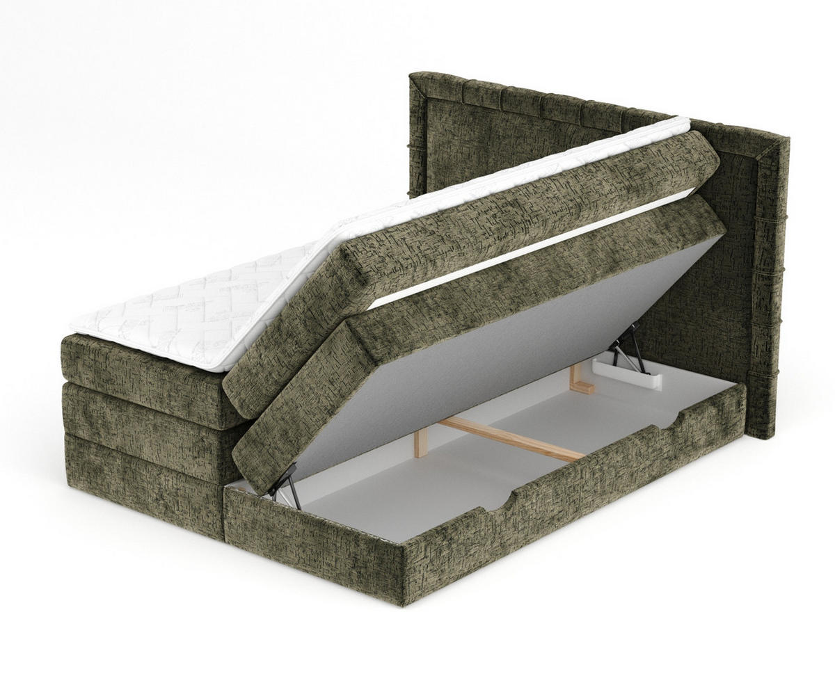BOXSPRINGBETT Rosabel Olivenfarbe 160/200 cm mit Matratze und Topper - Schwarz/Olivgrün, Holz/Holzwerkstoff (160/200cm) - Maison de Reve