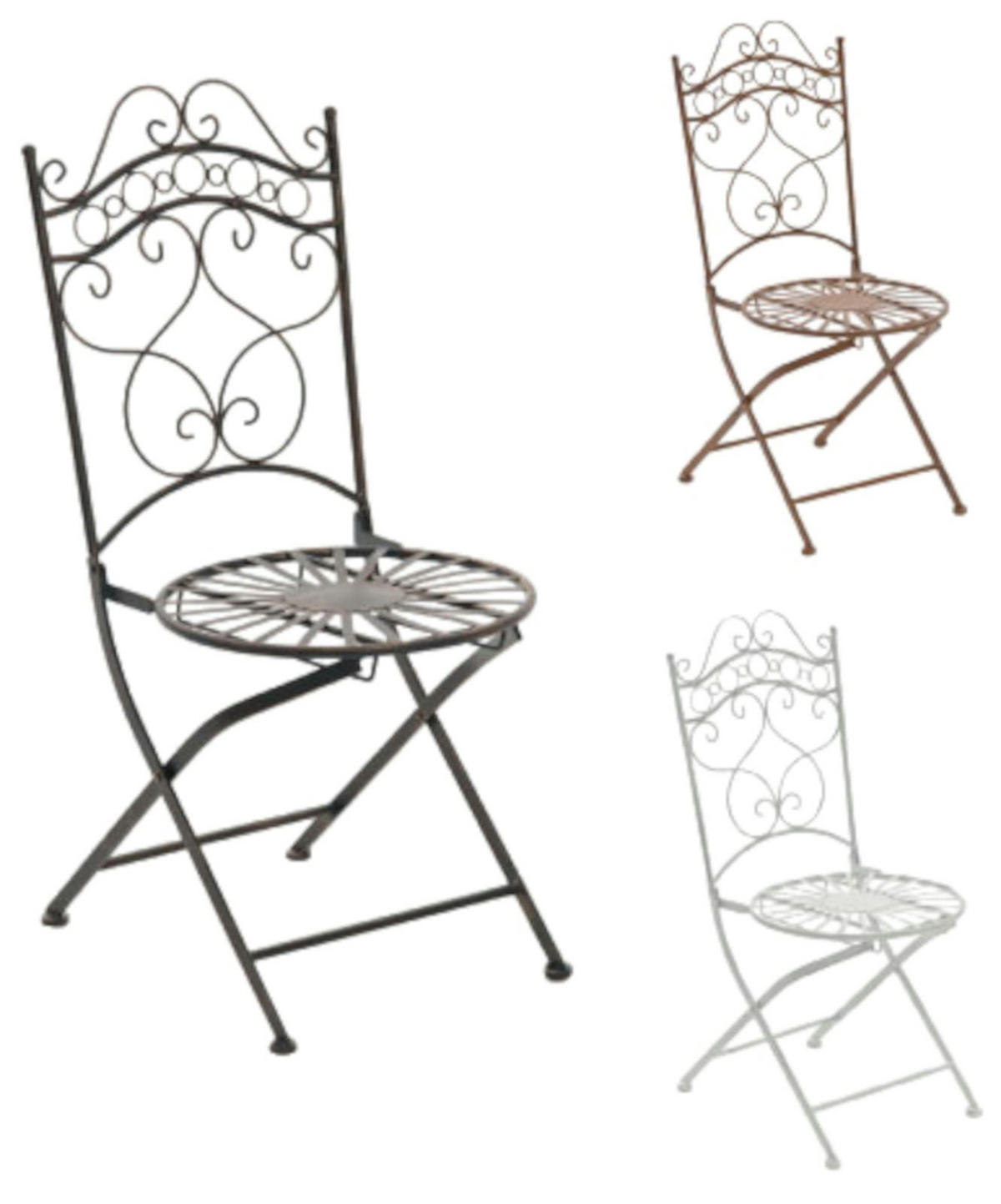 GARTENKLAPPSTUHL 2er Set Metall bronze - Bronzefarben, Metall (40/92/50cm) - CLP