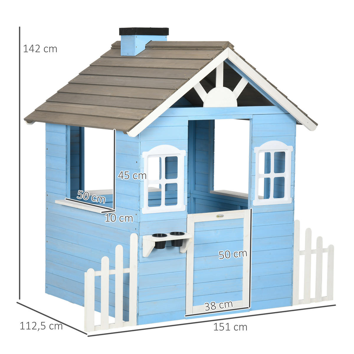 SPIELHAUS DE-18689 mit Tür und Fenstern, für 3–7 Jahre Blau - Blau, Holzwerkstoff (112.5/142/151cm) - ComfortXL
