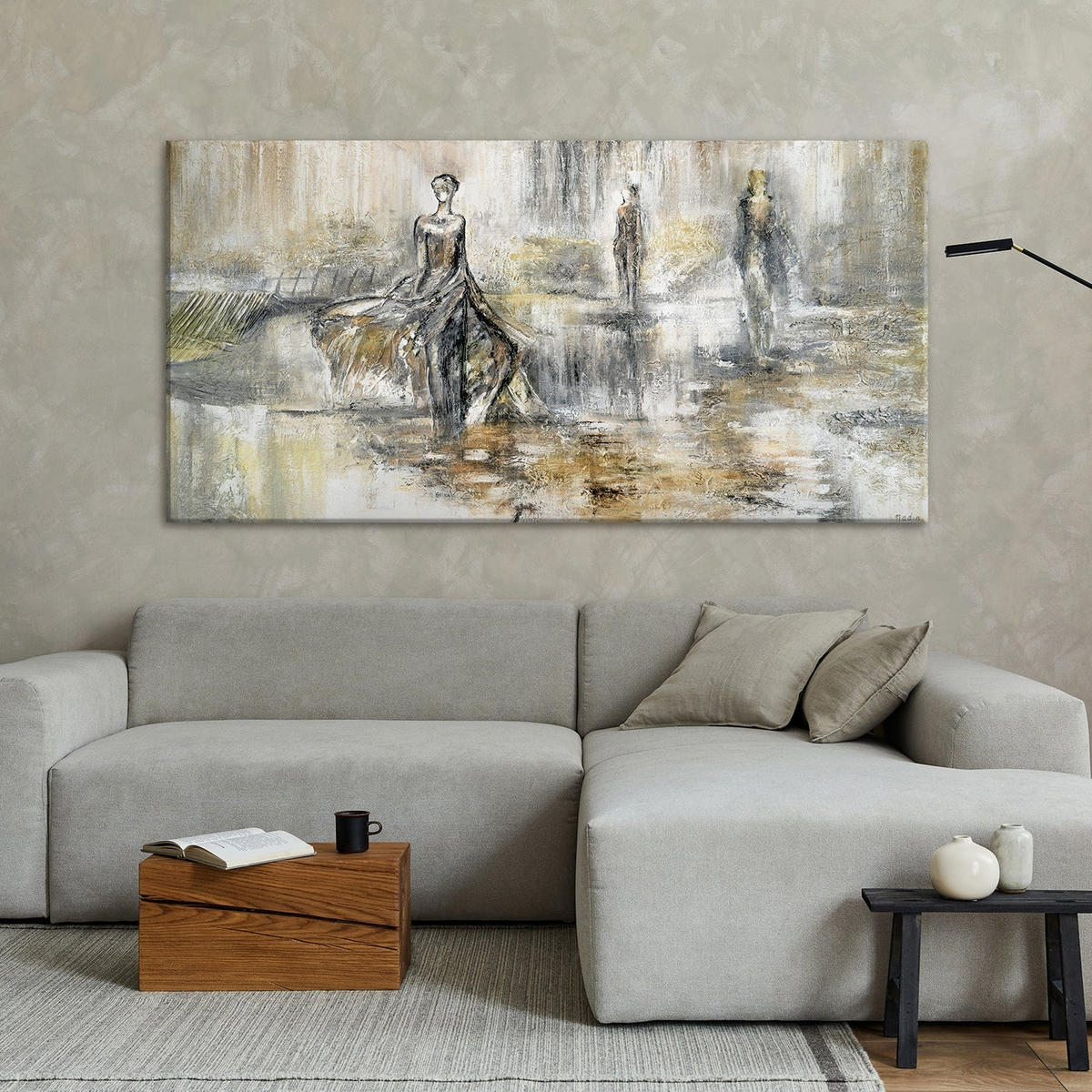 GEMÄLDE Modenschau auf Keilrahmen 120x60 cm - Ecru, Holz (120/60cm) - YS-art gallery