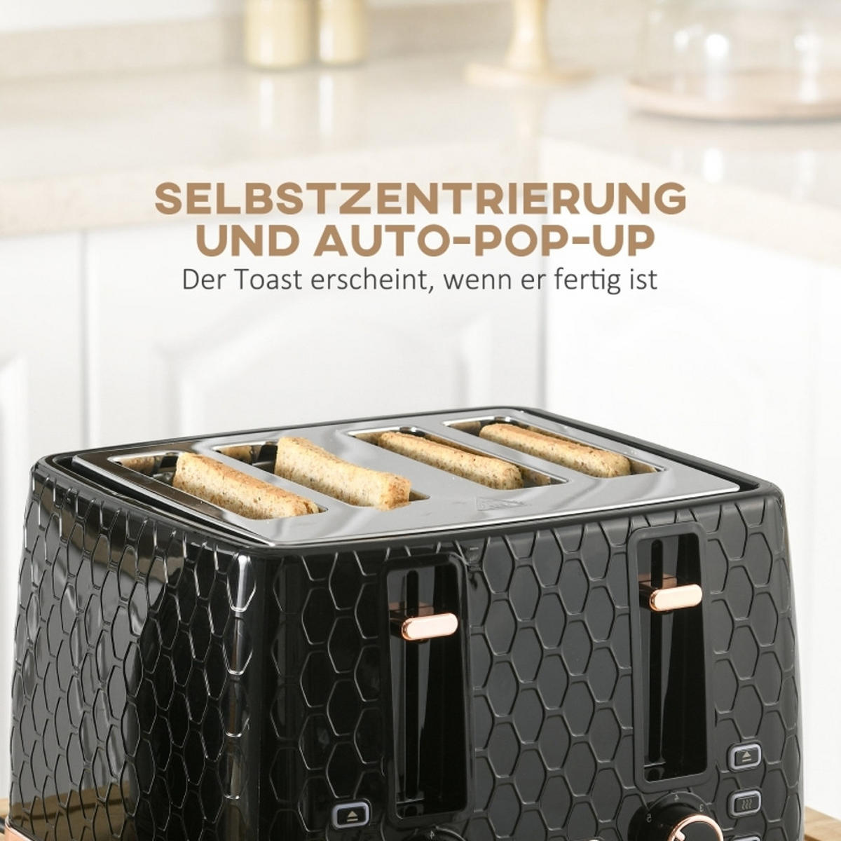 WASSERKOCHER-TOASTER SET, 1,7 L, 4 Scheiben, Kunststoff, Schwarz - Schwarz, Kunststoff (19.5/23.4/24.2cm) - Rolipo