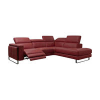 ECKSOFA Marchesi Echtleder mit 1 x Relaxfunktion Rot - Rot, Leder/Metall (257/80/220cm)