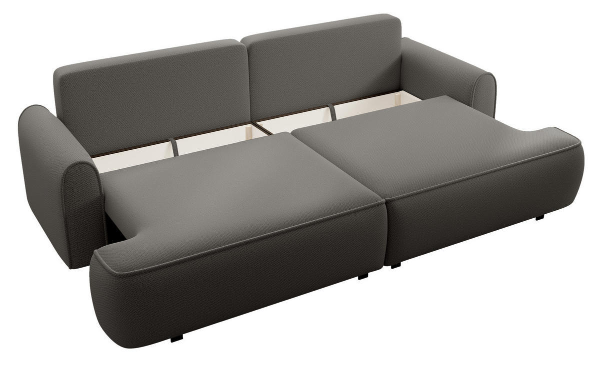 SCHLAFSOFA mit Bettkasten Mareno, 250 cm, Samt, Grau - Grau, Holz (250/82/102cm) - Emporius