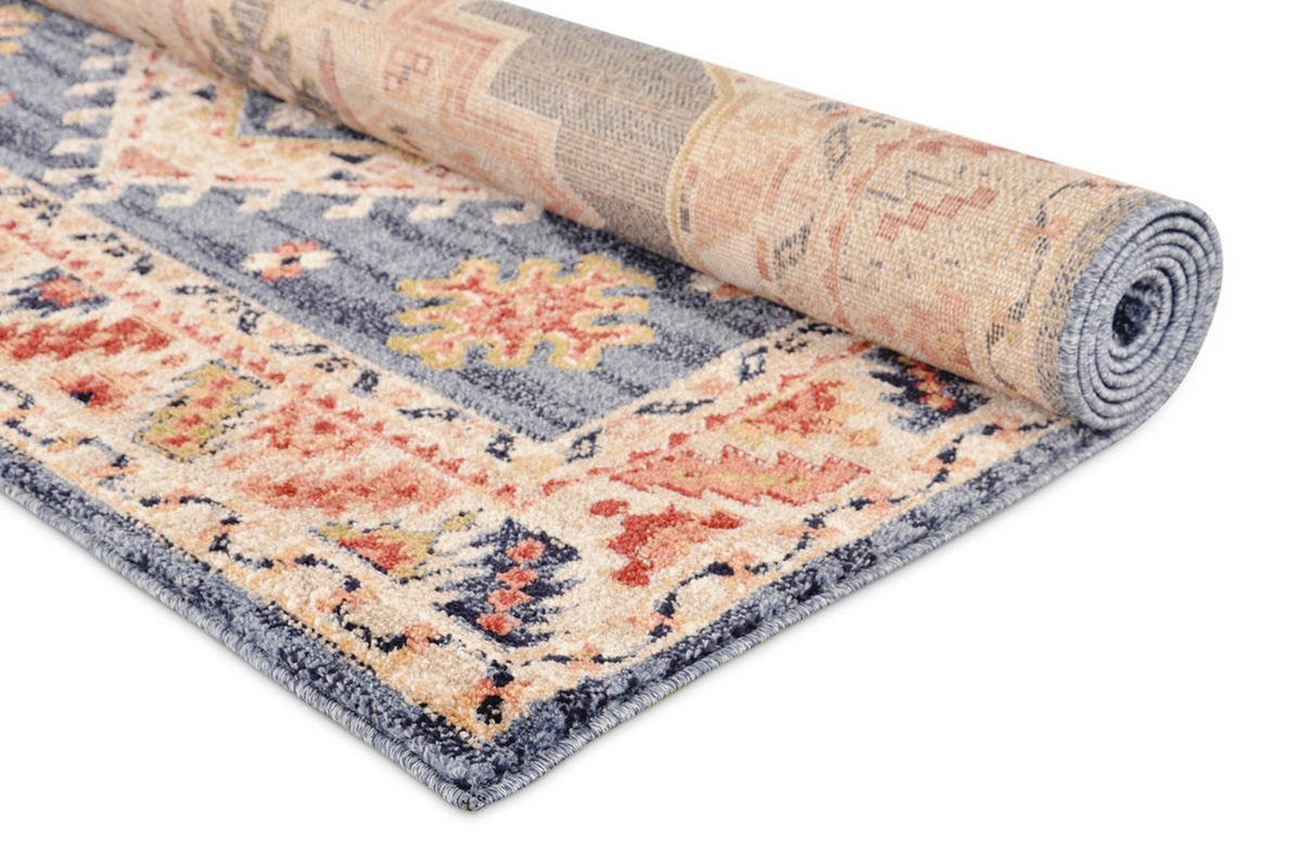 HEATSET-TEPPICH Florence Dunkelblau/Beige 80x150 cm - Multicolor, Textil (80/150cm) - Vercai Rugs