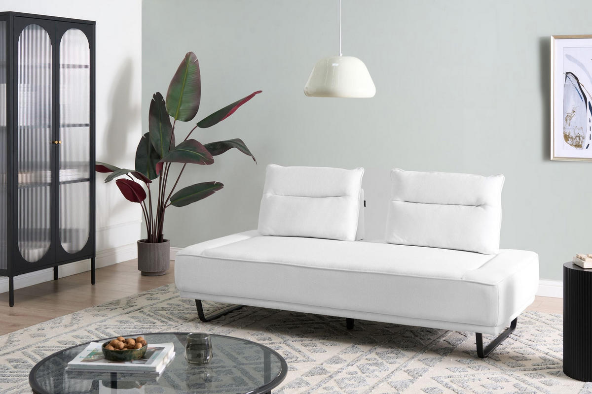 3-SITZER-SOFA Stoff Weiß Faxen - Weiß, Textil (184/86/90cm) - Beliani