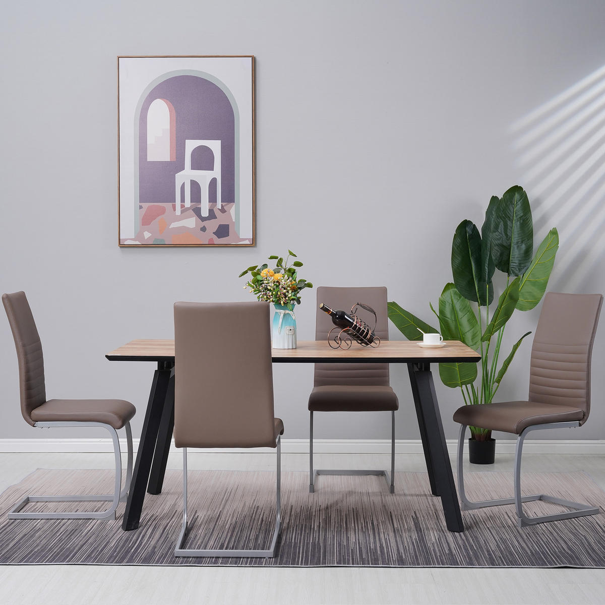 FREISCHWINGER MURANO, 4er Set, beige, kunstleder - Beige, Metall (45/99/59cm) - Albatros