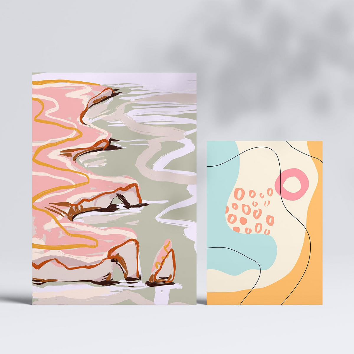 POSTER Set Mit 6 Linienufer In Kulissen Abstracts Ästhetische Dekorative Gemälde Für Ihr Wohnzimmer, Schlafzimmer, Zuhause A3 & A4 Rahmenlos - Klar, Papier (29/3cm) - Nacnic