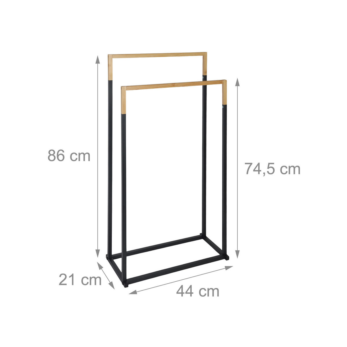 HANDTUCHSTÄNDER - Schwarz, Holz/Metall (44/86/21cm) - Relaxdays