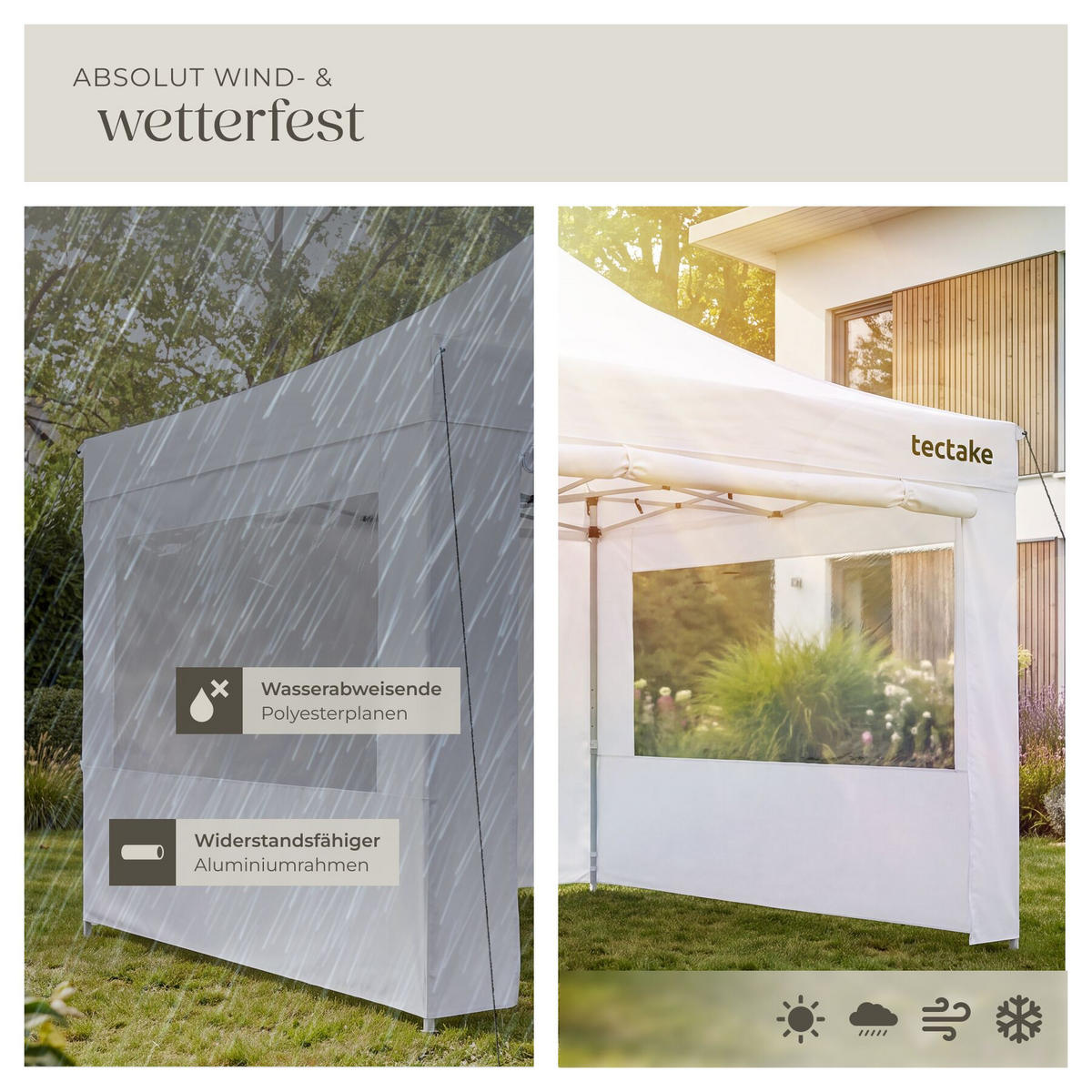 FALTPAVILLION aus Aluminium Olivia, inklusive Spannseilen, Heringen und Tragetasche, weiß - Weiß, Kunststoff (300/280/300cm) - tectake