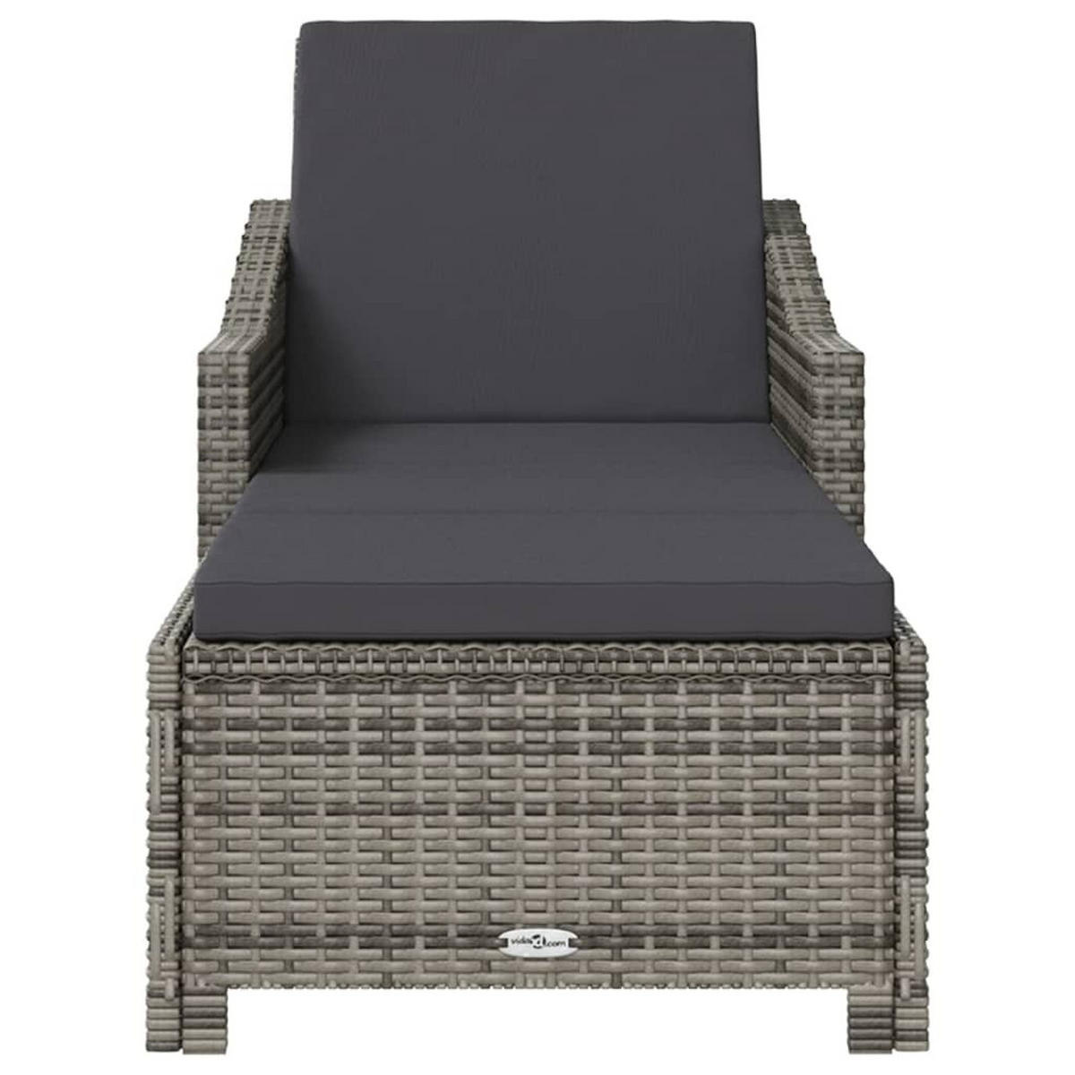 SONNENLIEGE mit Dunkelgrauer Auflage Poly Rattan Grau - Grau, Kunststoff (68/63/201cm) - furnicato
