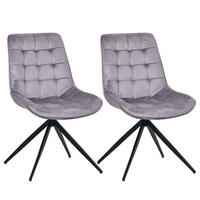 ESSZIMMERSTUHL-SET 2 Stück mit Drehfunktion aus Samt(YZ4) - Grau, Textil (53/85.5/62cm) - HOMAVO