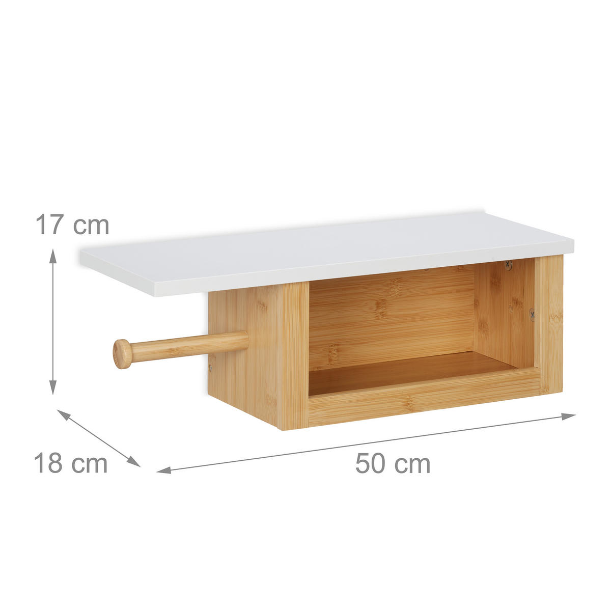 TOILETTENPAPIERHALTER - Hellbraun, Holz/Holzwerkstoff (50/17/18cm) - Relaxdays