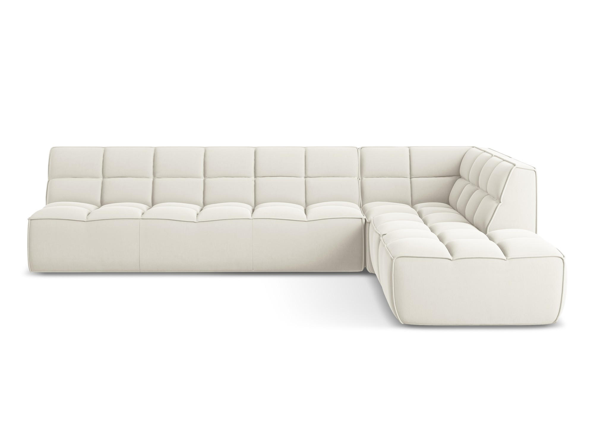 ECKSOFA Beidseitig Samt Stoff Beige - Beige/Creme, Kunststoff/Textil (308/258cm) - Makamii