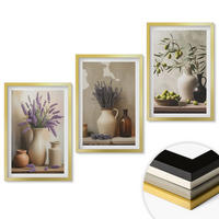 WANDBILDER 3er Set - 40x60 cm Goldrahmen - Blumen in Vasen, Oliven, Dekorationen - Goldfarben, Kunststoff (40/60cm) - ArtPrintCave
