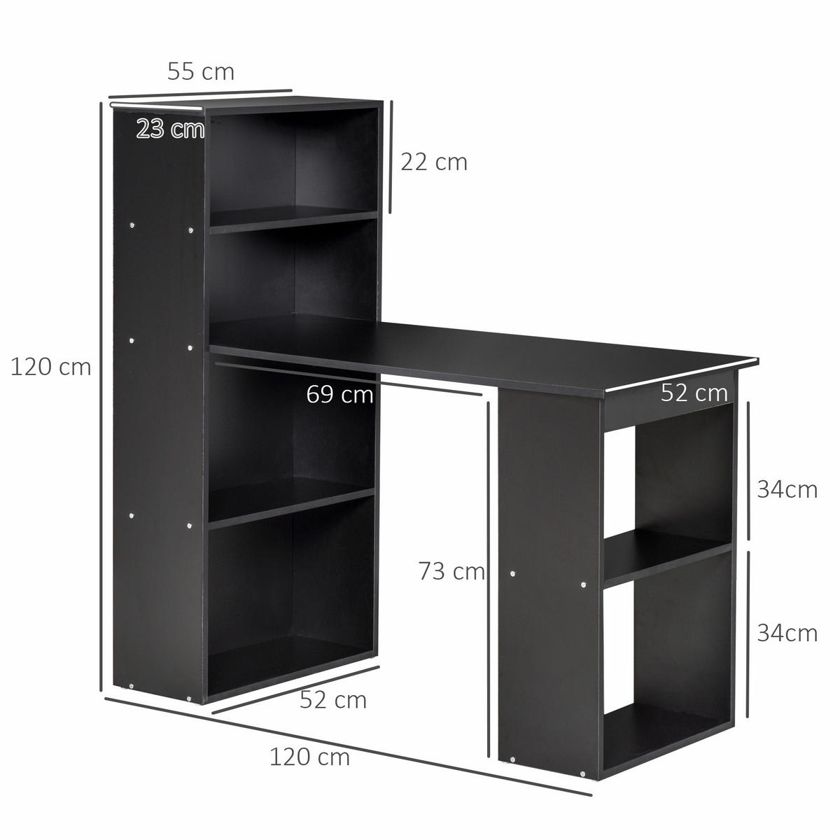 BÜROTISCH Schwarz 1 Stück - Schwarz, Holzwerkstoff (139.7/304.8/304.8cm) - GiPP