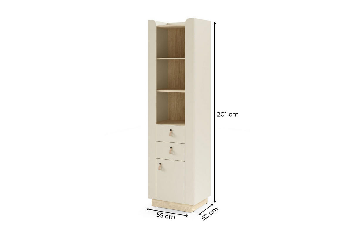 STANDREGAL SOVI 15 55/201/42 cm in Macadamia / Eiche Mavelie - Eichefarben/Beige, Holzwerkstoff (55/201/42cm) - Deine Möbel 24