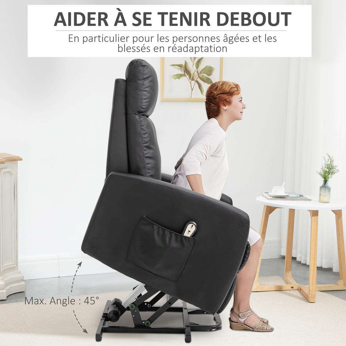 FERNSEHSESSEL DE-15368 elektrisch verstellbar mit Aufstehhilfe Schwarz - Schwarz, Metall (95/105/67cm) - ComfortXL