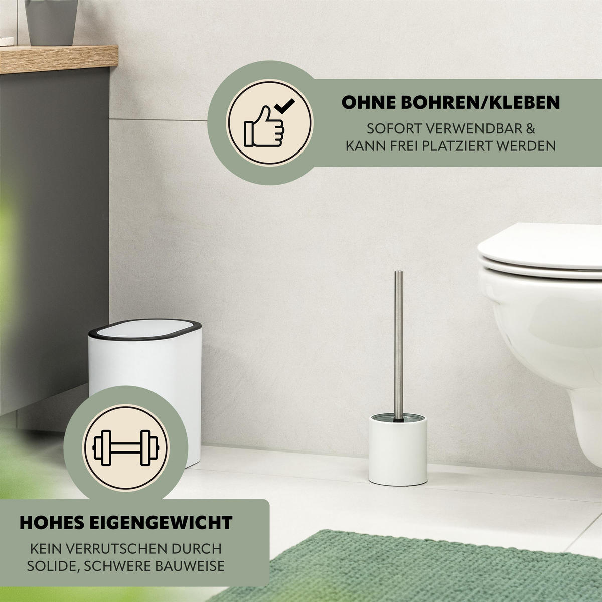 WC-GARNITUR TIRANO, Edelstahl, weiß - Weiß, Metall (10/37/10cm) - bremermann