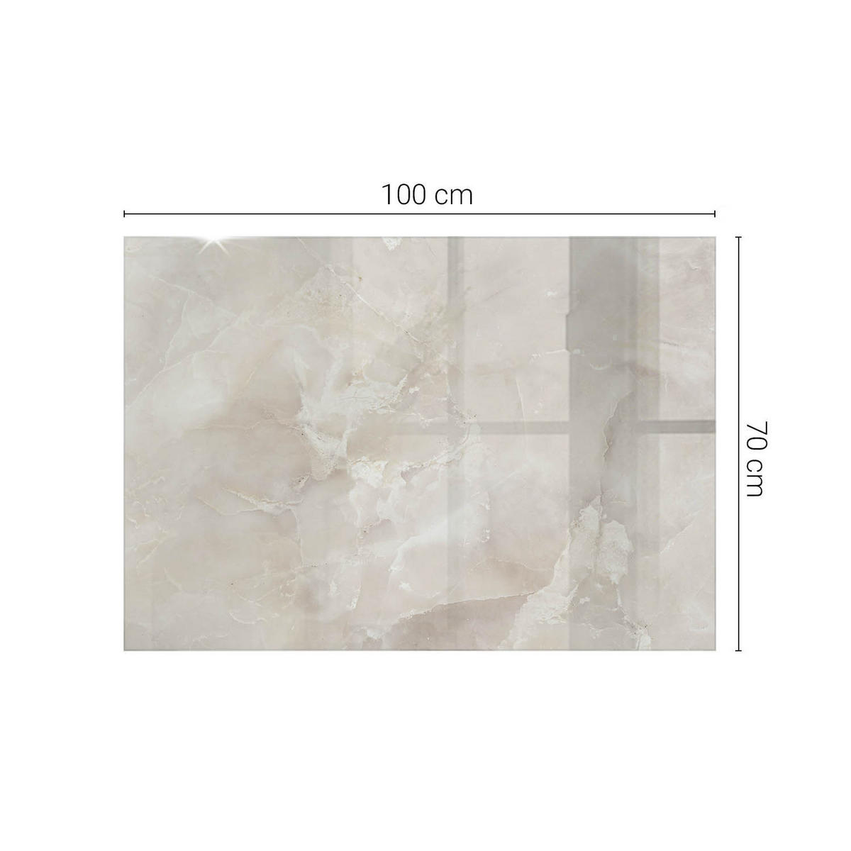 TISCHPLATTE 100x70 cm Marmorstruktur mit Textur - Creme, Glas (100/70/0.4cm) - TULUP