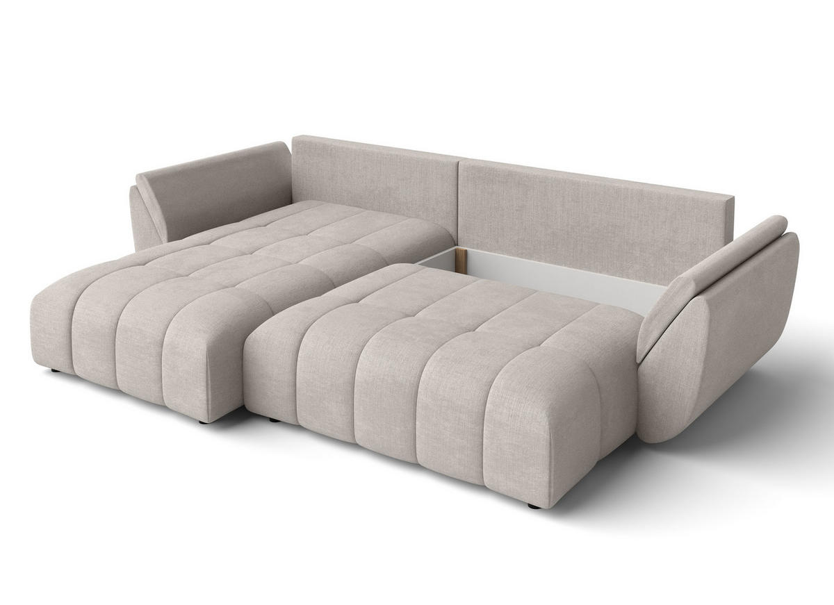 ECKSOFA L Form Verciani Beige 266/190/91 cm mit Schlaffunktion - Beige/Schwarz, Kunststoff/Textil (266/190cm) - AX Living
