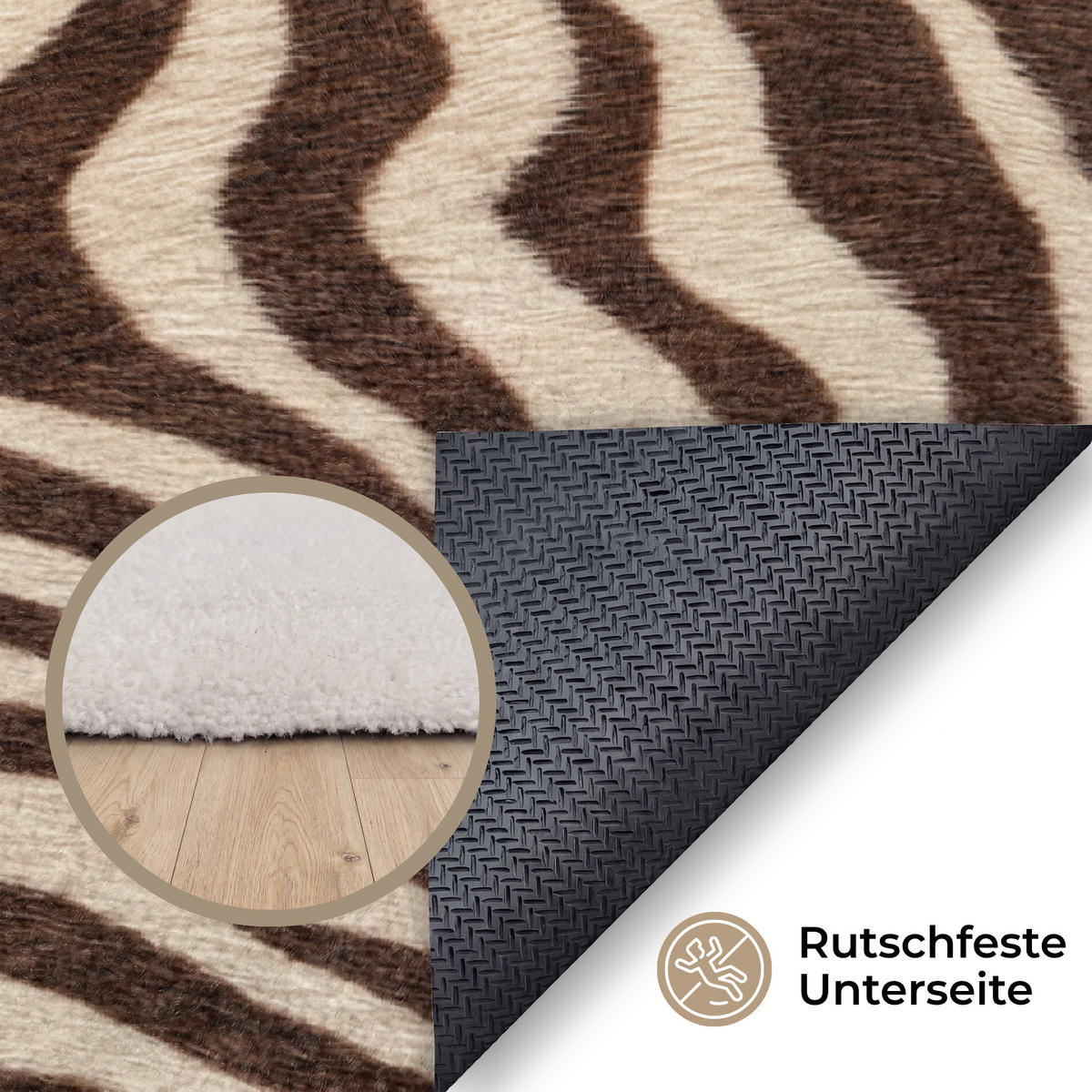 KOBERCE - Zebra - Pruhy - hnedá - 80x120 cm - čierna, textil/plast (80/0.4cm) - OnlyWow