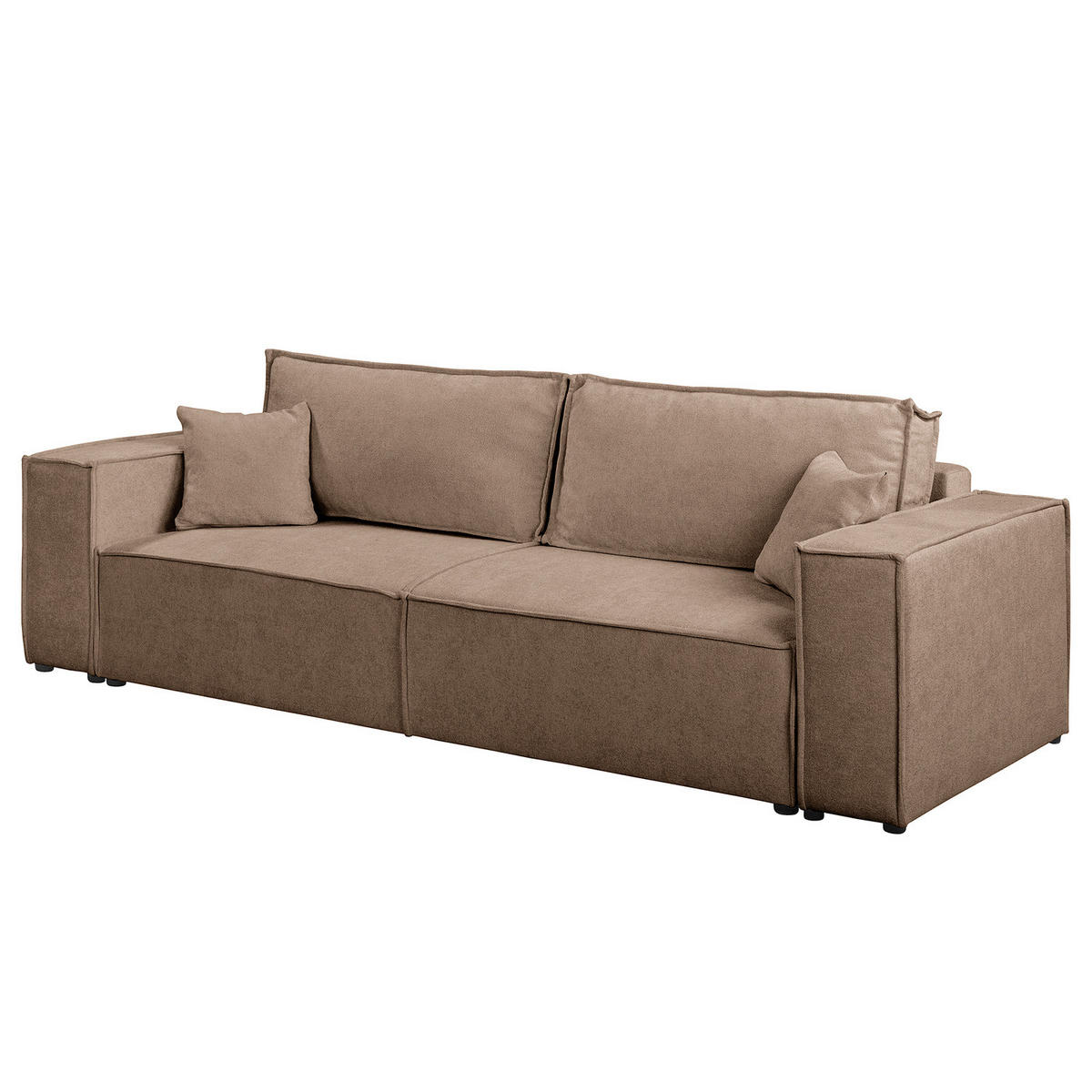 SCHLAFSOFA - Bouclé - Hellbraun/Schwarz, Kunststoff/Textil (255/70/105cm) - home24