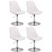 DREHSTUHL 4er Set Lederlook weiß - Chromfarben/Weiß, Textil/Metall (48/76/57cm) - CLP