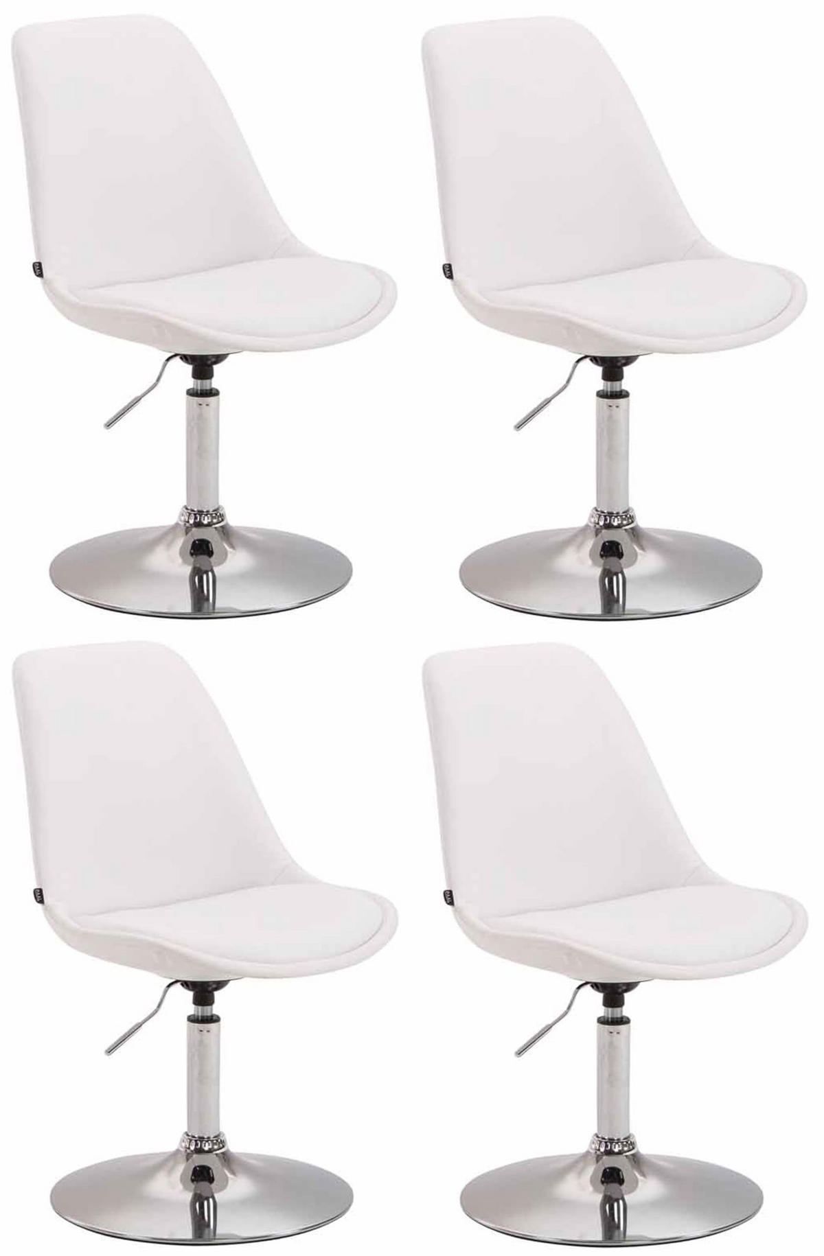 DREHSTUHL 4er Set Lederlook weiß - Chromfarben/Weiß, Textil/Metall (48/76/57cm) - CLP