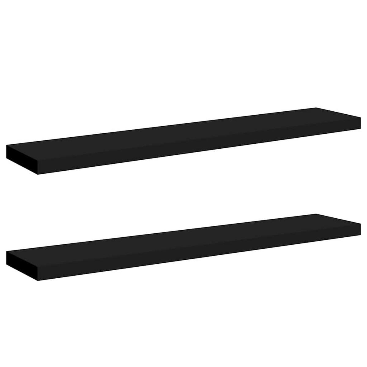 WANDBOARDSET 2-teilig 120/23,5/3,8 cm aus MDF Schwarz - Schwarz, Holzwerkstoff/Metall (120/3.8/23.5cm) - vidaXL