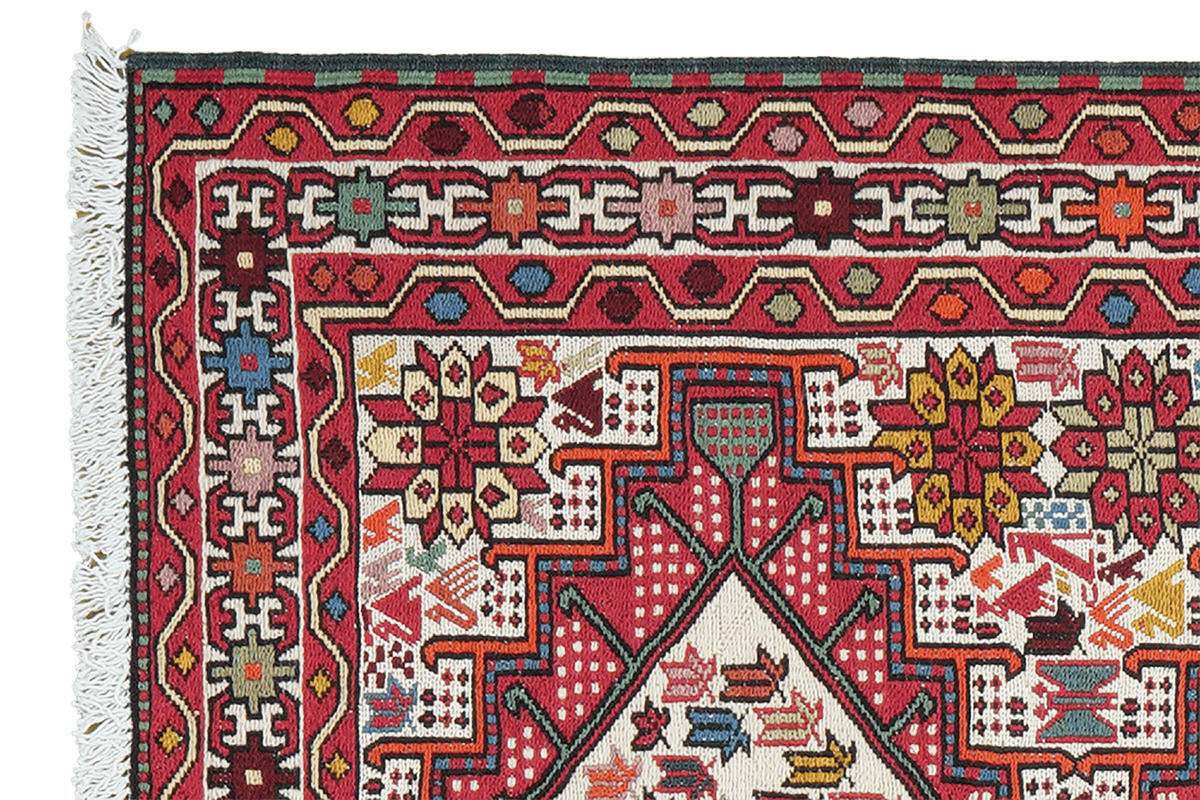 KELIM-TEPPICH handgewebt Sumak Shahsavan Beige 96/77 cm Schurwolle - Beige, Textil (77/96cm) - Looma