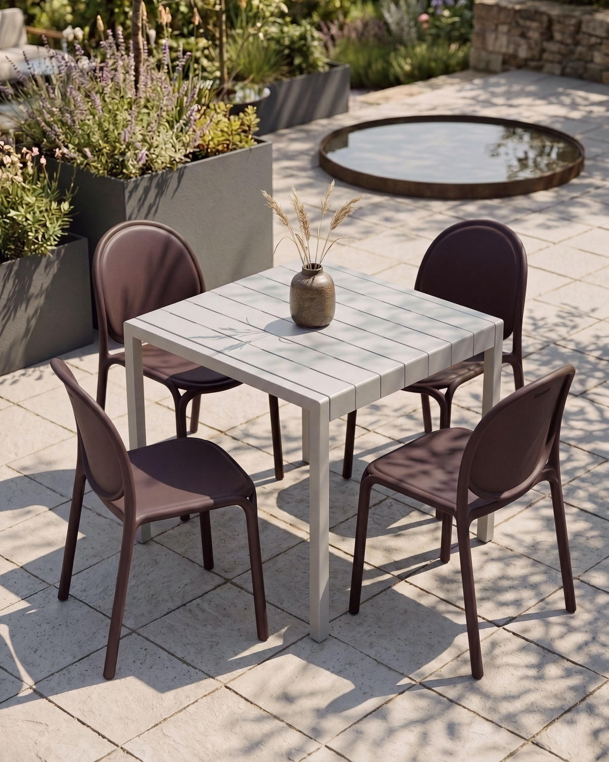 GARTENSTUHL 4er Set Braun Brugnello - Braun, Kunststoff (44/80/47cm) - Beliani