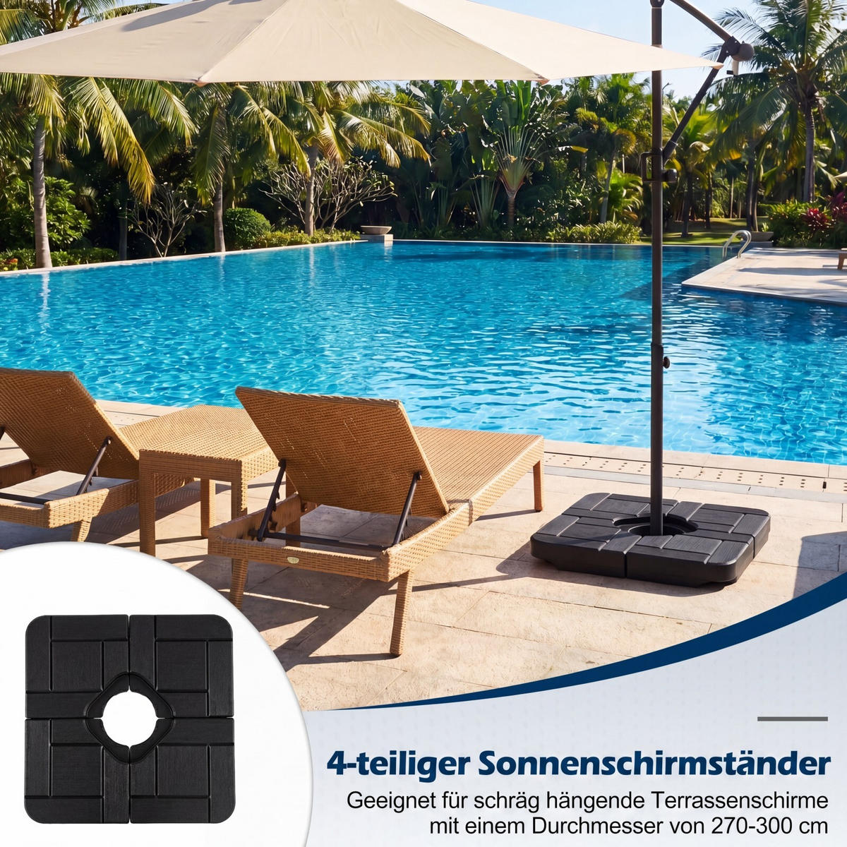 PARASOLLFOT 48L svart - Svart, Plast (80/80cm) - COSTWAY