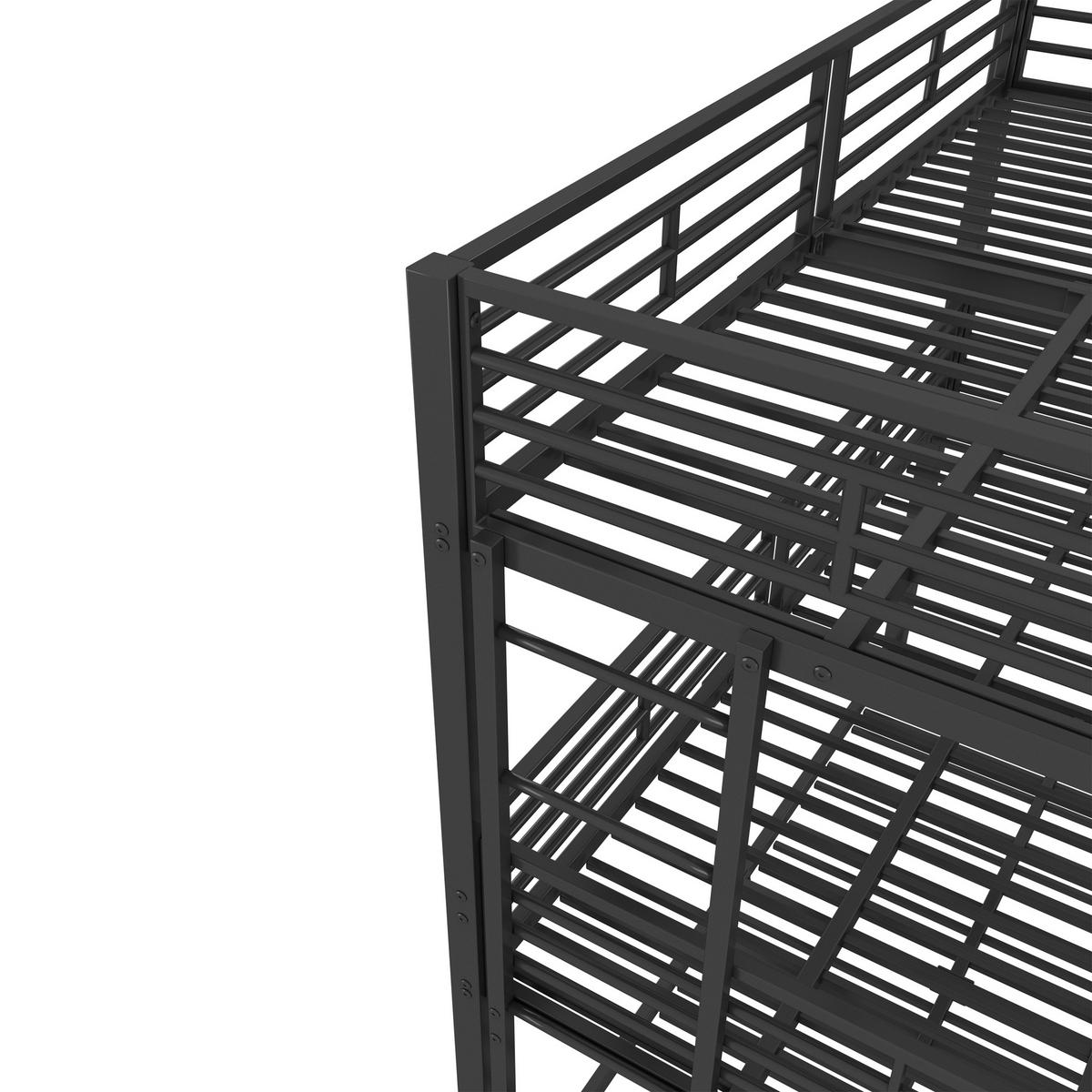 ETAGENBETT 90x200cm + 120x200cm + 140x200cm Schwarz Metall Dreifach - Schwarz, Metall (140/200cm) - FLIEKS