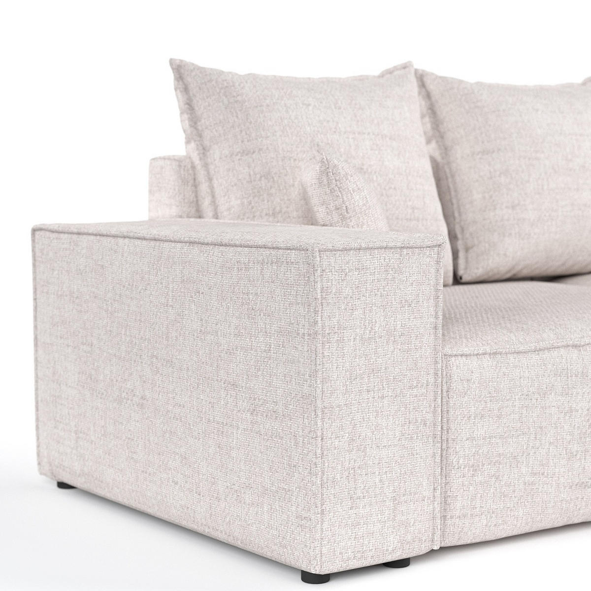 ECKSOFA SENSO mit Schlaffunktion Hellbeige im Neve Stoff - Sandfarben/Schwarz, Holz/Holzwerkstoff (255/148cm) - AltaBeds