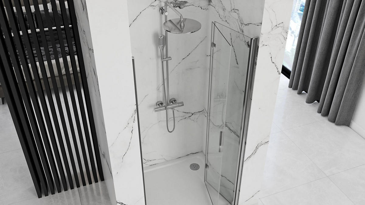 DUSCHTÜR Rea Molier Chrom+ Profil 80 - Chromfarben, Glas (80/190cm) - REA