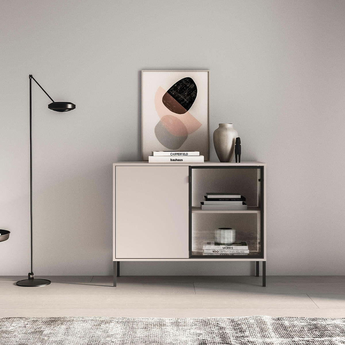 SIDEBOARD Paige Kaschmir und Schwarz - Beige, Holzwerkstoff (107/86/40cm) - Petits-meubles