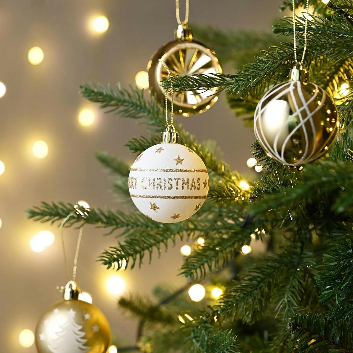 WEIHNACHTSKUGELN 9-teiliges Set 6 cm Gold Weiß - Multicolor, Kunststoff (6/6/6cm)