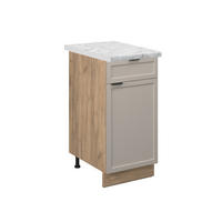 KÜCHENUNTERSCHRANK Fame-Line GrauBeige 40 cm, AP Marmor - Honigeiche/Eiche Wotan, Holzwerkstoff (40/82/60cm) - Vicco