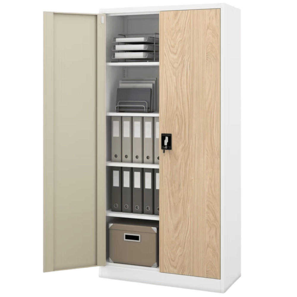AKTENSCHRANK abschließbar KADO mit Flügeltüren 195x90x40cm Weiß-Sonoma Eiche - Weiß, Metall (90/195/40cm) - DELUKE