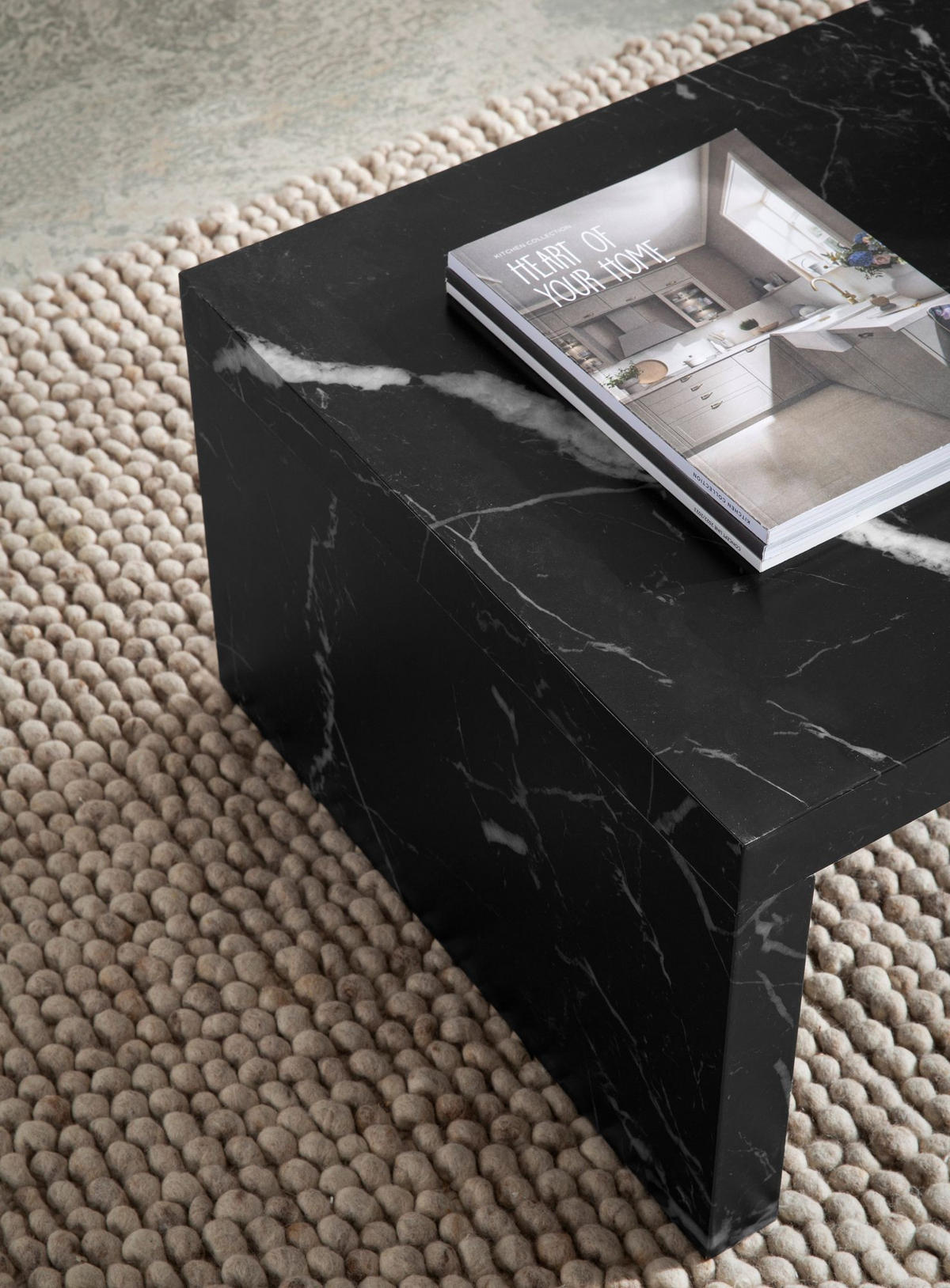 COUCHTISCH in Beton-Optik, zeitloses Design, rechteckig, schlicht, Schwarz 110x55x35 cm - Schwarz, Holzwerkstoff (55/110/35cm) - KADIMA DESIGN