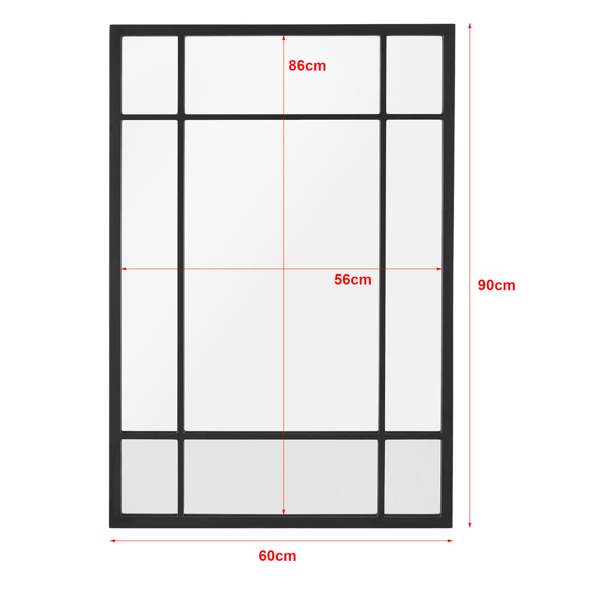 WANDSPIEGEL Colobraro - Schwarz, Glas/Holzwerkstoff (60/90/1.8cm) - [en.casa]