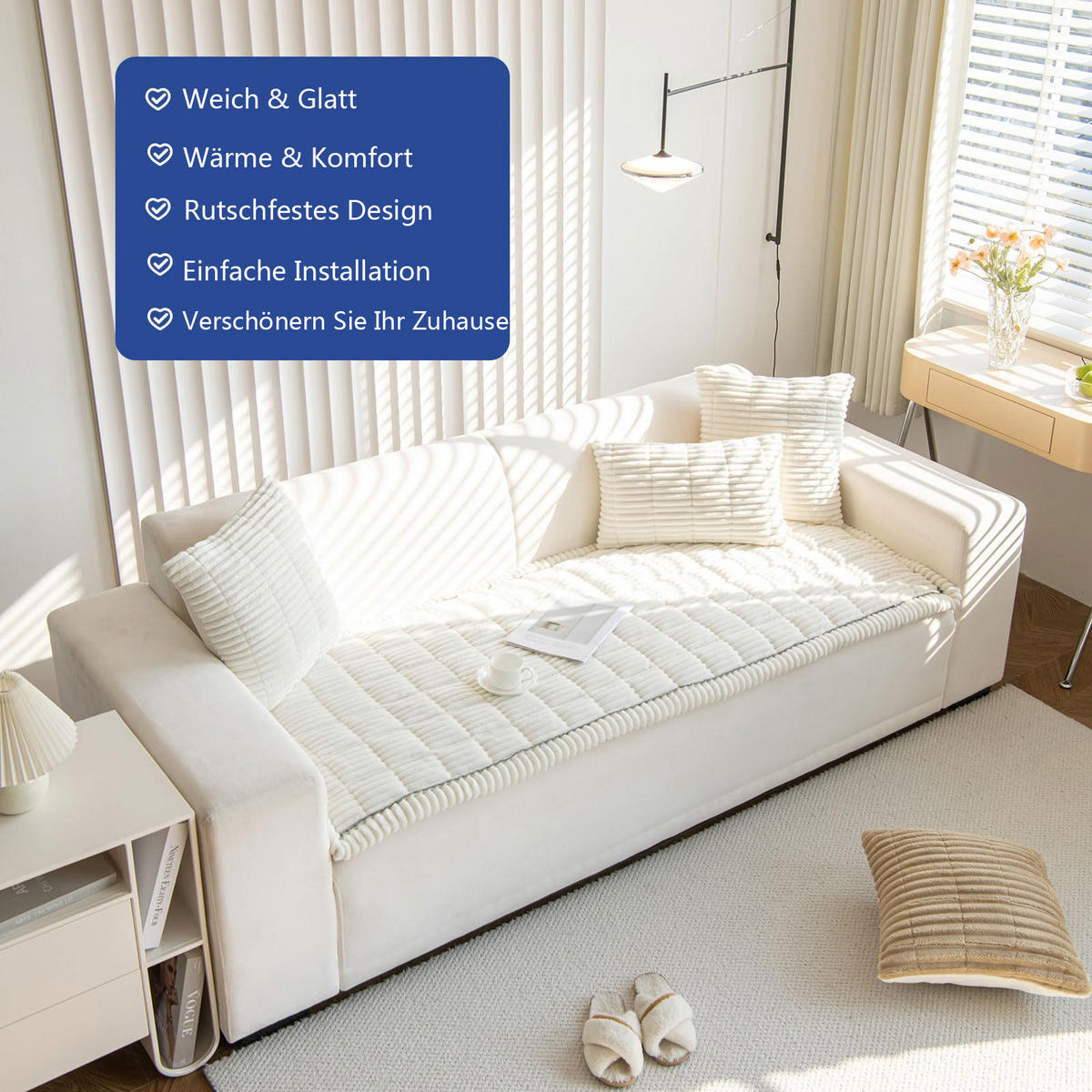 SOFADECKE Dicke Rutschfest 1 Stück - Weiß, Textil (70/150cm) - Kaket