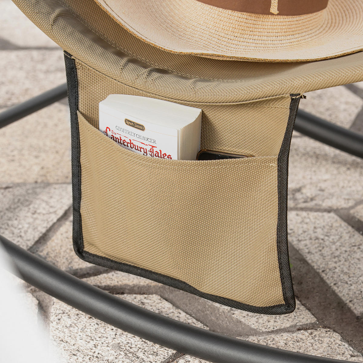 SONNENLIEGE Khaki - Braun, Metall (145/85/57cm) - SoBuy