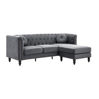 ECKSOFA - Ecke wechselbar - Samt - Anthrazit - TURNER - Anthrazit, Textil (222/144cm) - Vente-Unique