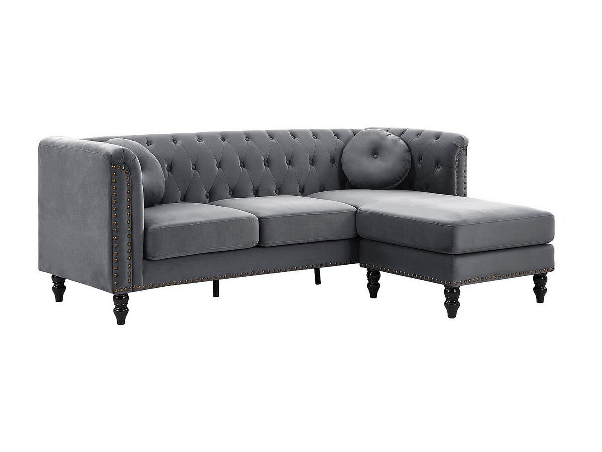 ECKSOFA - Ecke wechselbar - Samt - Anthrazit - TURNER - Anthrazit, Textil (222/144cm) - Vente-Unique
