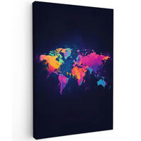 LEINWANDBILD Weltkarte - Bunt - Graffiti 80x120 cm - Multicolor, Textil (80/120cm) - MuchoWow